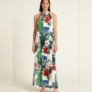 Donna Ricco Women's Floral  Halter  Maxi Dress, loose sleeveless Size 16